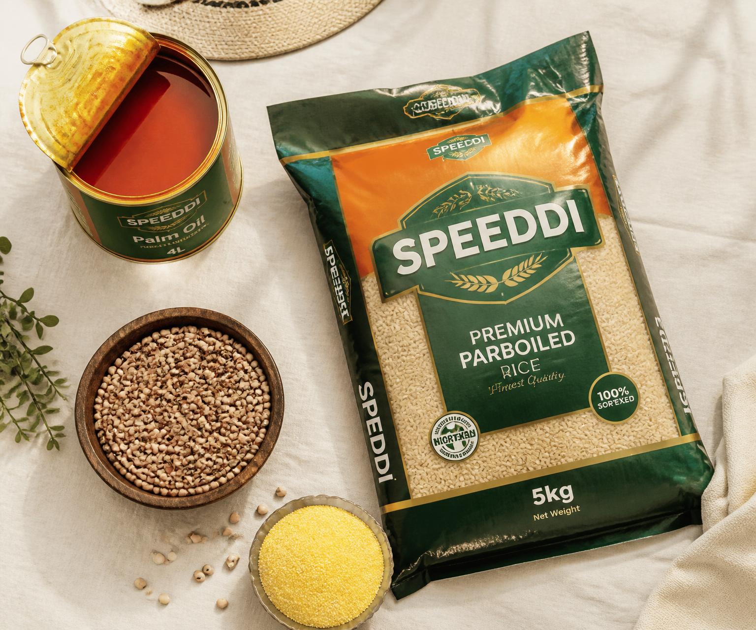 Speeddi staple foods flat lay